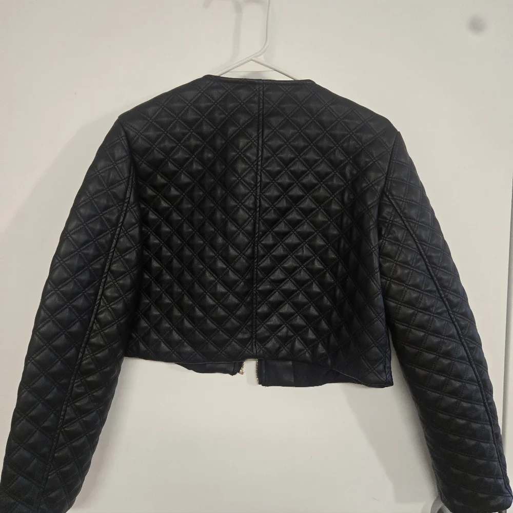 Zara Faux Leather Cropped Quilted Jacket - Picture 9 of 11